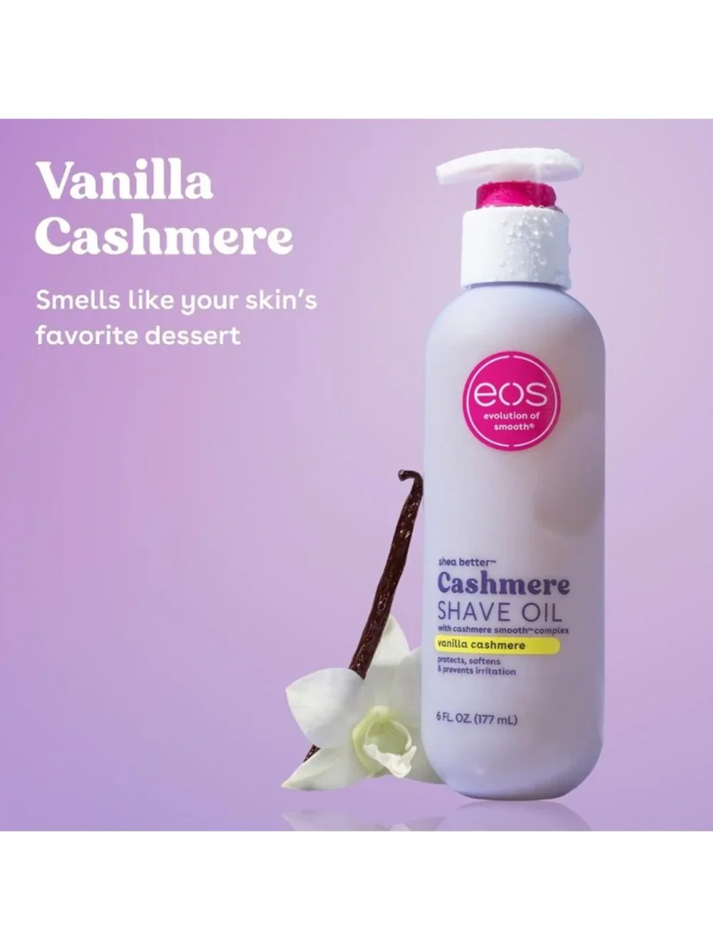 Moisturizing Vanilla Cashmere Shave Oil – Softens Skin, 6 oz Hydrating Formula
